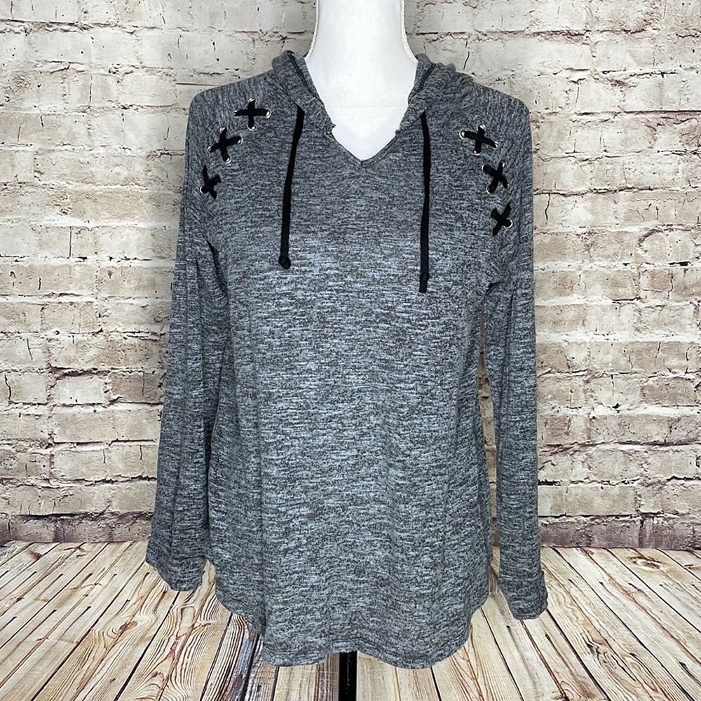 Gray Criss Cross Hoodie